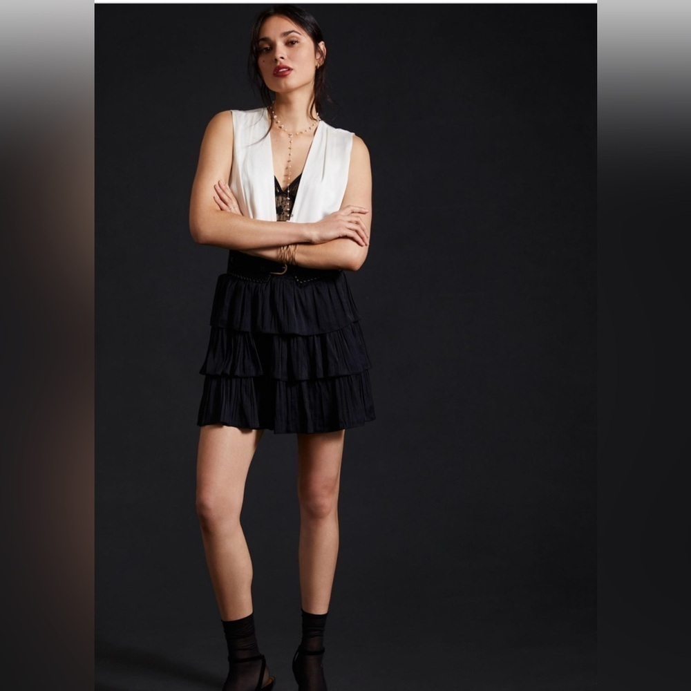 Anthropologie Black Tiered skirt